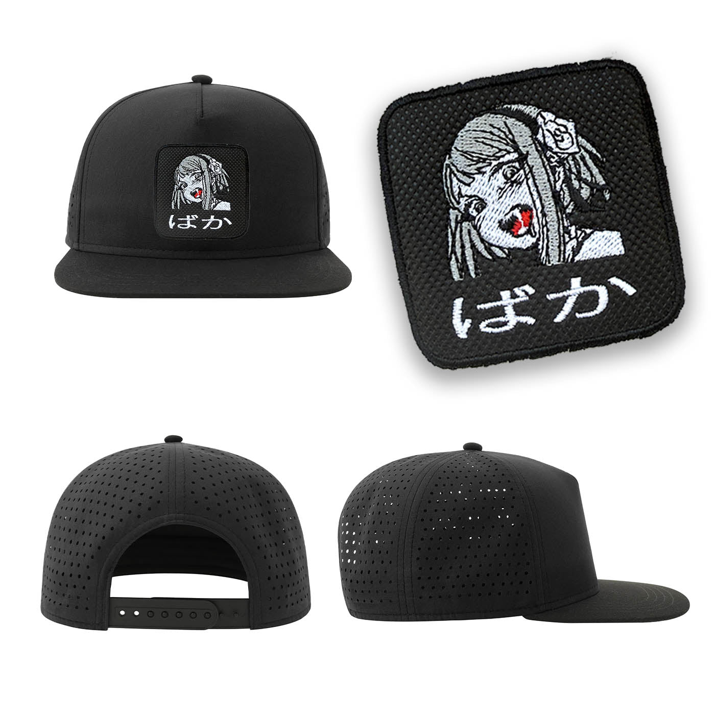 Ahegao Otaku Streetwear Hat with Flat Visor Embroidered Patch