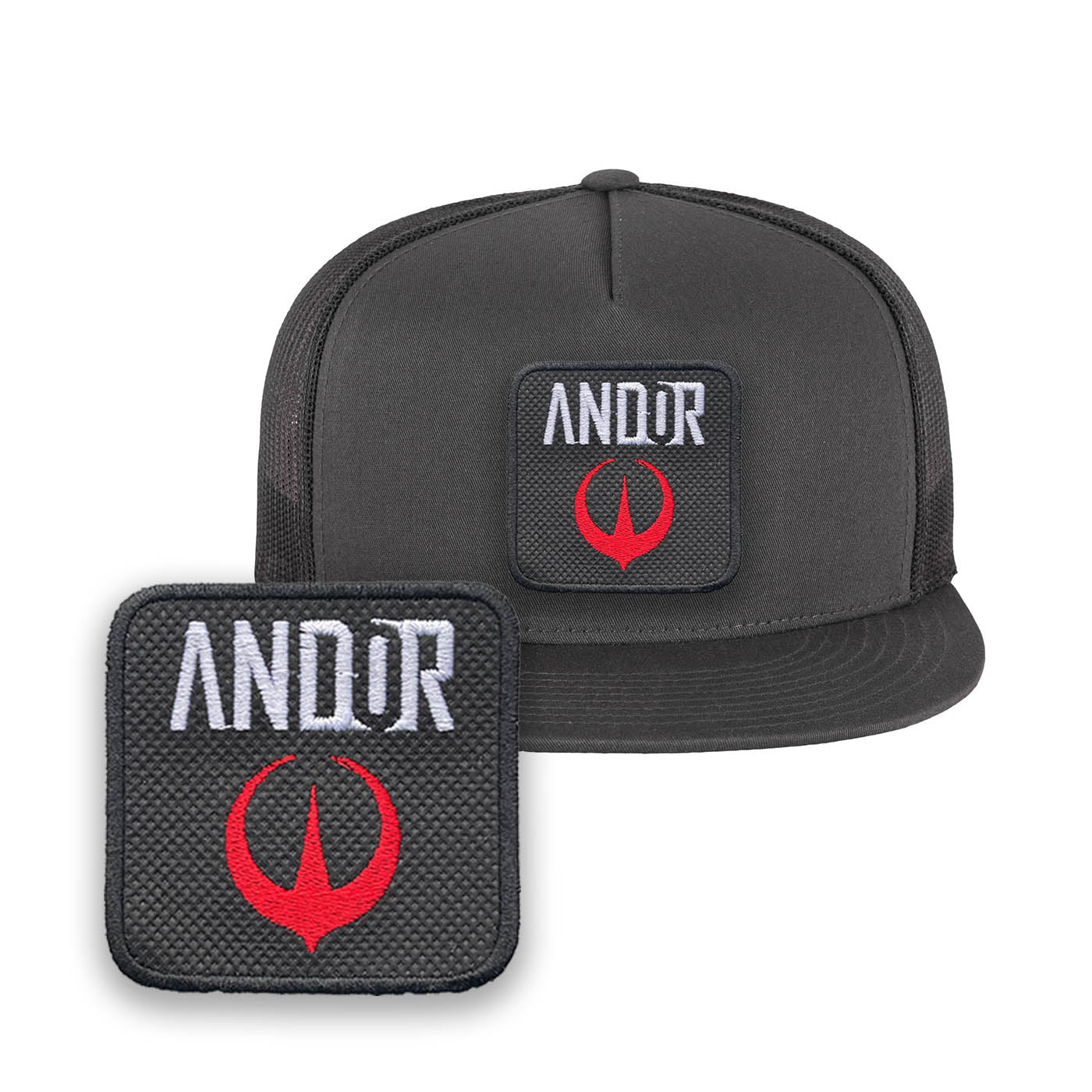 Andor Embroidered Hat Classic Trucker Mesh Grey Cap
