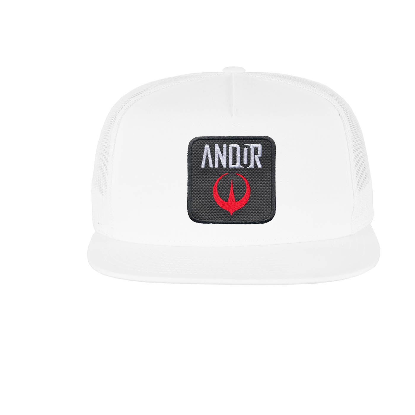 Andor Embroidered Hat Classic Trucker Mesh White Cap