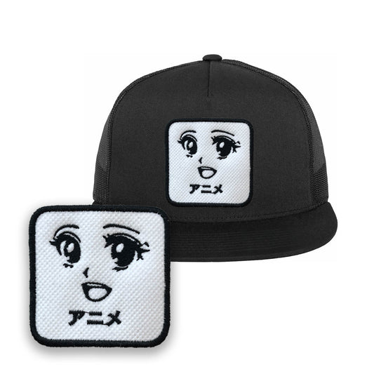 Anime Manga Embroidered Hat Classic Trucker Mesh Black Cap