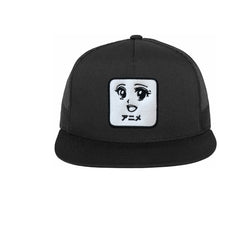 Anime Manga Embroidered Hat Classic Trucker Mesh Black Cap