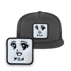 Anime Manga Embroidered Hat Classic Trucker Mesh Grey Cap