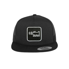 Pop Art Hat Embroidered Patch Barking Dog Snapback Trucker Hat Black, White, Grey