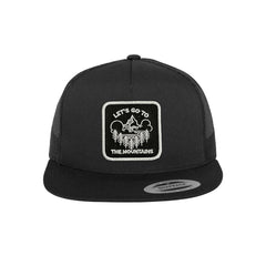 Mountains Trucker Hat Embroidered Outdoor Snapback Trucker Cap Black, White, Grey
