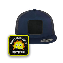 Great Day Trucker Hat with Removable Hook & Loop Patch | Embroidered Positive Snapback Cap | Black, White & Grey Motivational Hat