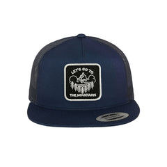 Mountains Trucker Hat Embroidered Outdoor Snapback Trucker Cap Black, White, Grey