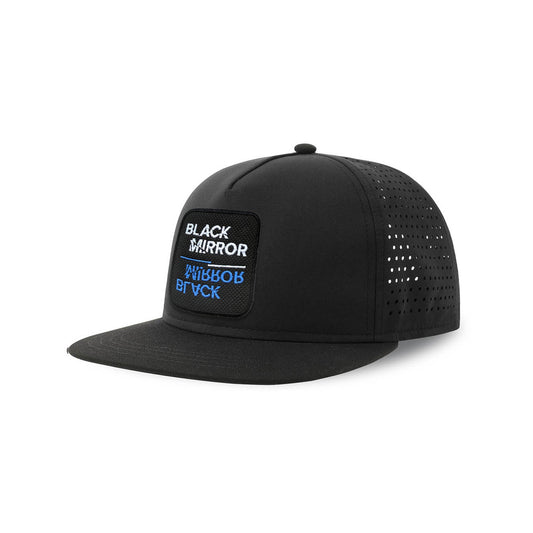 Black Mirror Streetwear Hat with Flat Visor Embroidered Patch