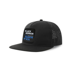 Black Mirror Streetwear Hat with Flat Visor Embroidered Patch