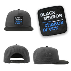 Black Mirror Streetwear Hat with Flat Visor Embroidered Patch