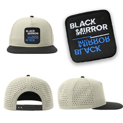 Black Mirror Streetwear Hat with Flat Visor Embroidered Patch