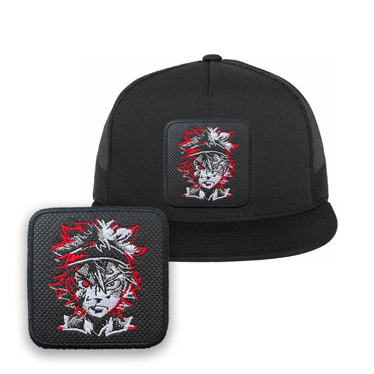Black Clover Embroidered Hat Asta Classic Trucker Mesh Black Cap