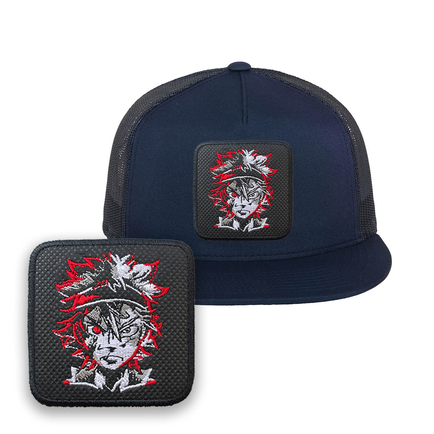 Black Clover Embroidered Hat Asta Classic Trucker Mesh Blue Cap