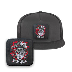 Black Clover Embroidered Hat Asta Classic Trucker Mesh Grey Cap