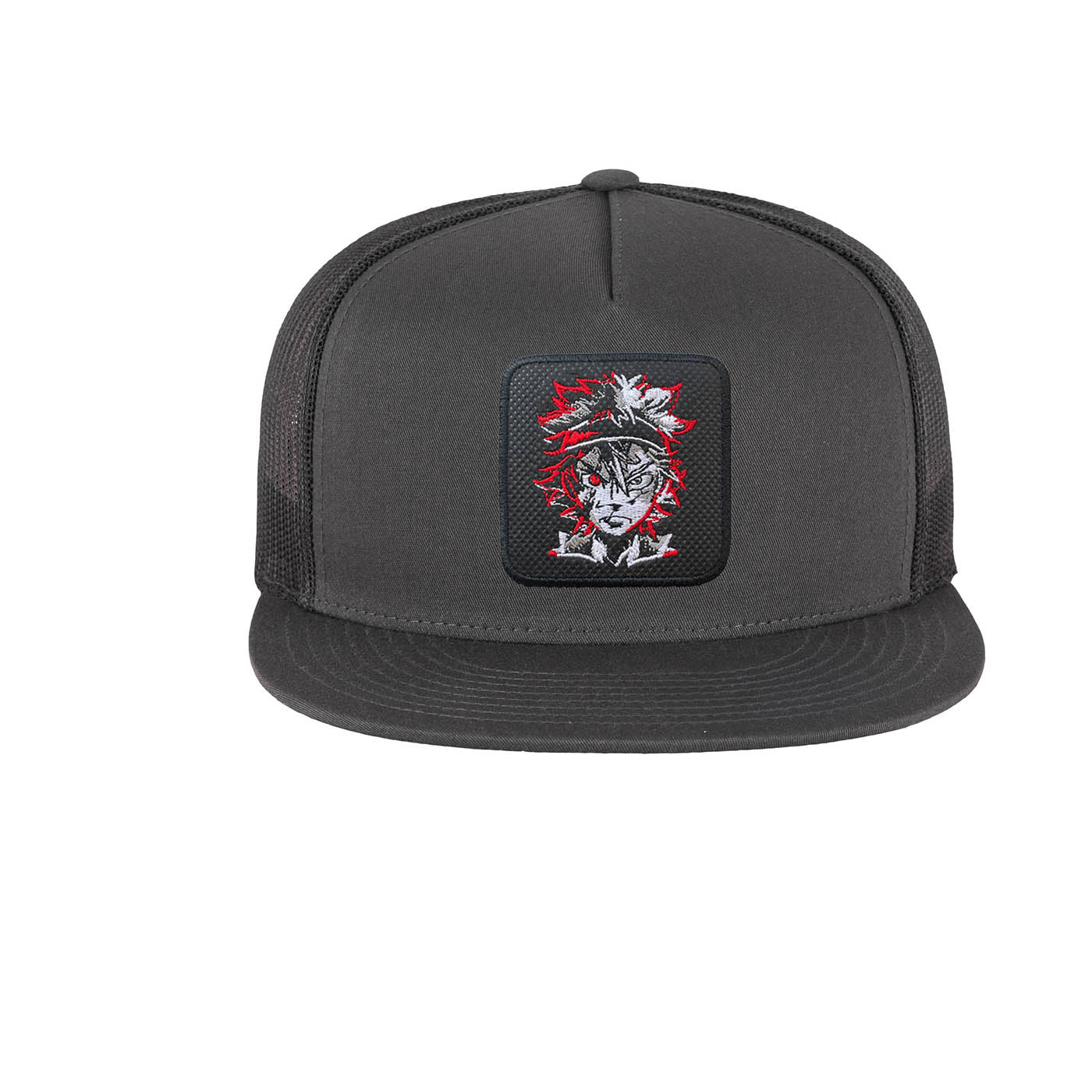 Black Clover Embroidered Hat Asta Classic Trucker Mesh Grey Cap