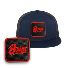 Bowie Trucker Hat Embroidered Patch Music Snapback Trucker Hat Black, White, Grey