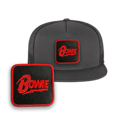 Bowie Trucker Hat Embroidered Patch Music Snapback Trucker Hat Black, White, Grey