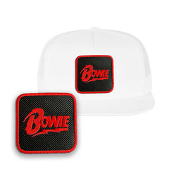 Bowie Trucker Hat Embroidered Patch Music Snapback Trucker Hat Black, White, Grey