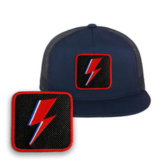 Bowie Flash Trucker Hat Embroidered Patch Music Snapback Trucker Hat Black, White, Grey