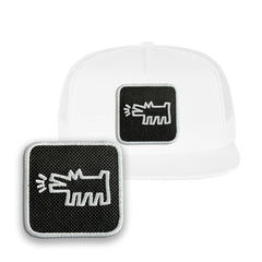 Pop Art Hat Embroidered Patch Barking Dog Snapback Trucker Hat Black, White, Grey
