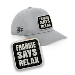 Frankie Says Relax Cap Embroidered Patch Hat Black, White, Grey
