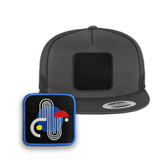 Bauhaus Trucker Hat with Removable Hook & Loop Patch | Embroidered Arty Snapback Cap | Black, White & Grey Modern Design Hat