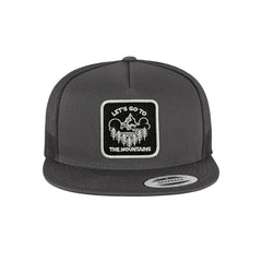 Mountains Trucker Hat Embroidered Outdoor Snapback Trucker Cap Black, White, Grey