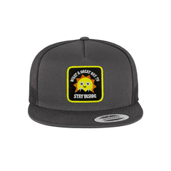Great Day Trucker Hat Embroidered Patch Positive Snapback Trucker Cap Black, White, Grey