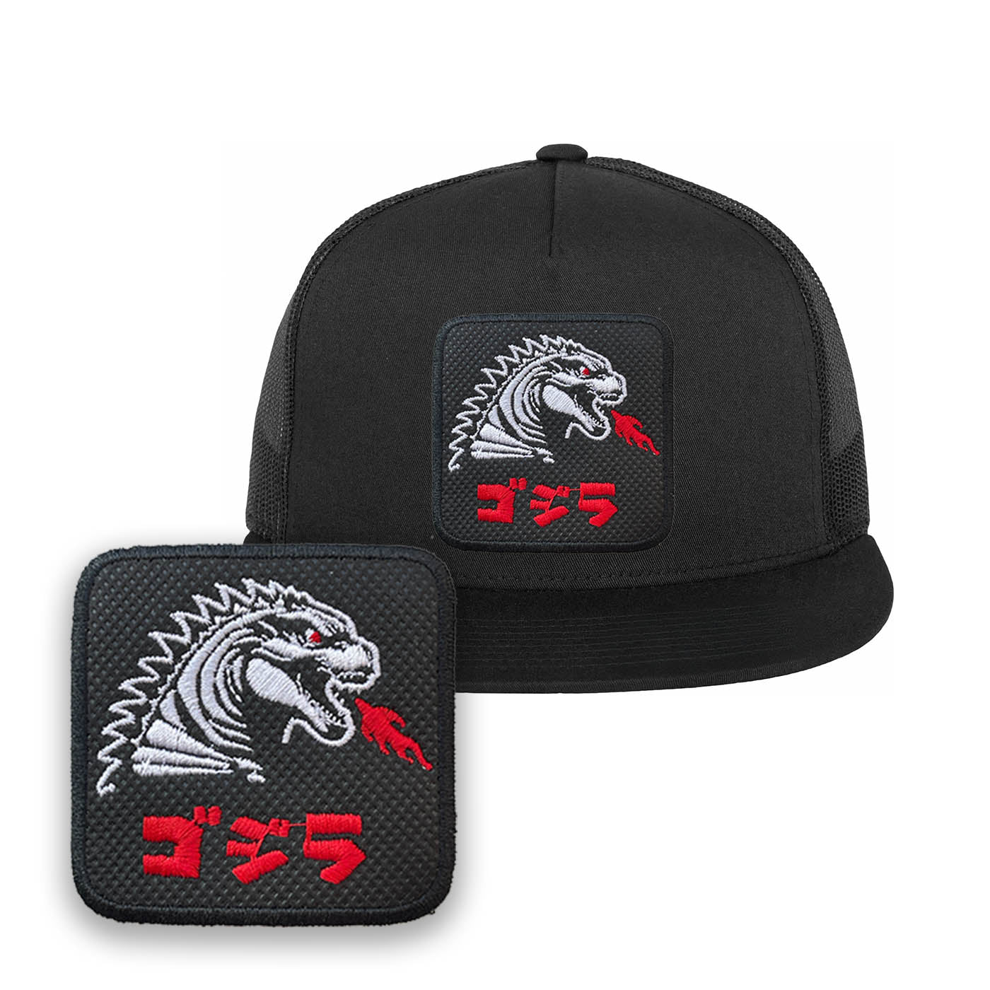 Black Godzilla Kaiju Embroidered Japan Monster Hat Classic Trucker Mesh Cap
