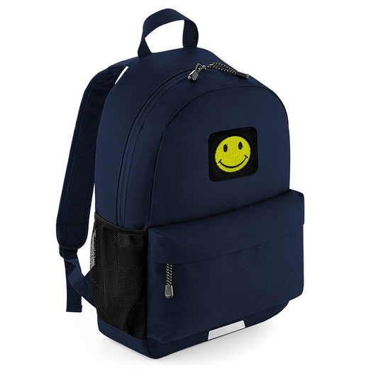 Backpack with Happy Emoji Embroidered Patch