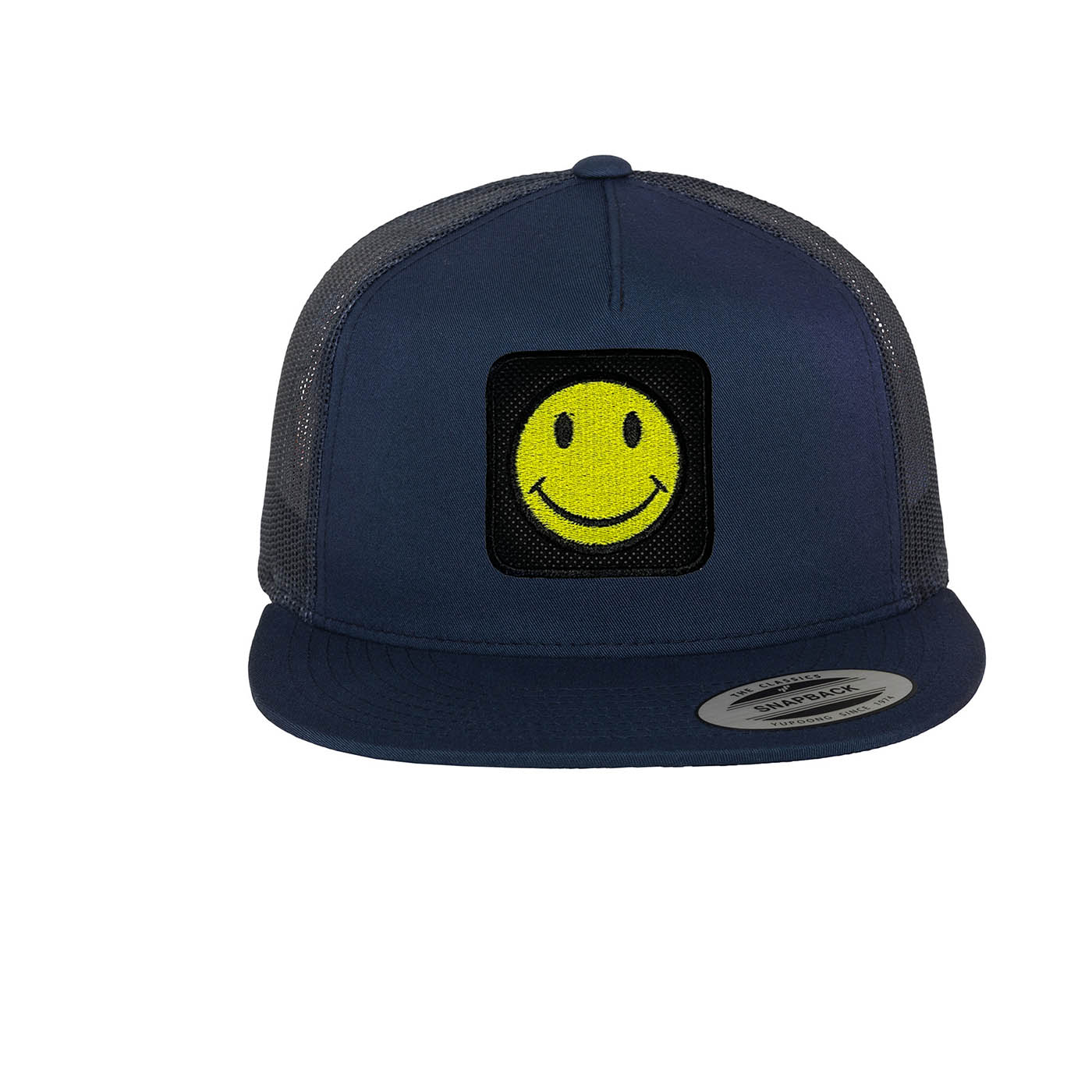 Happy Emoji Embroidered Baseball Blue Cap Forge Bros