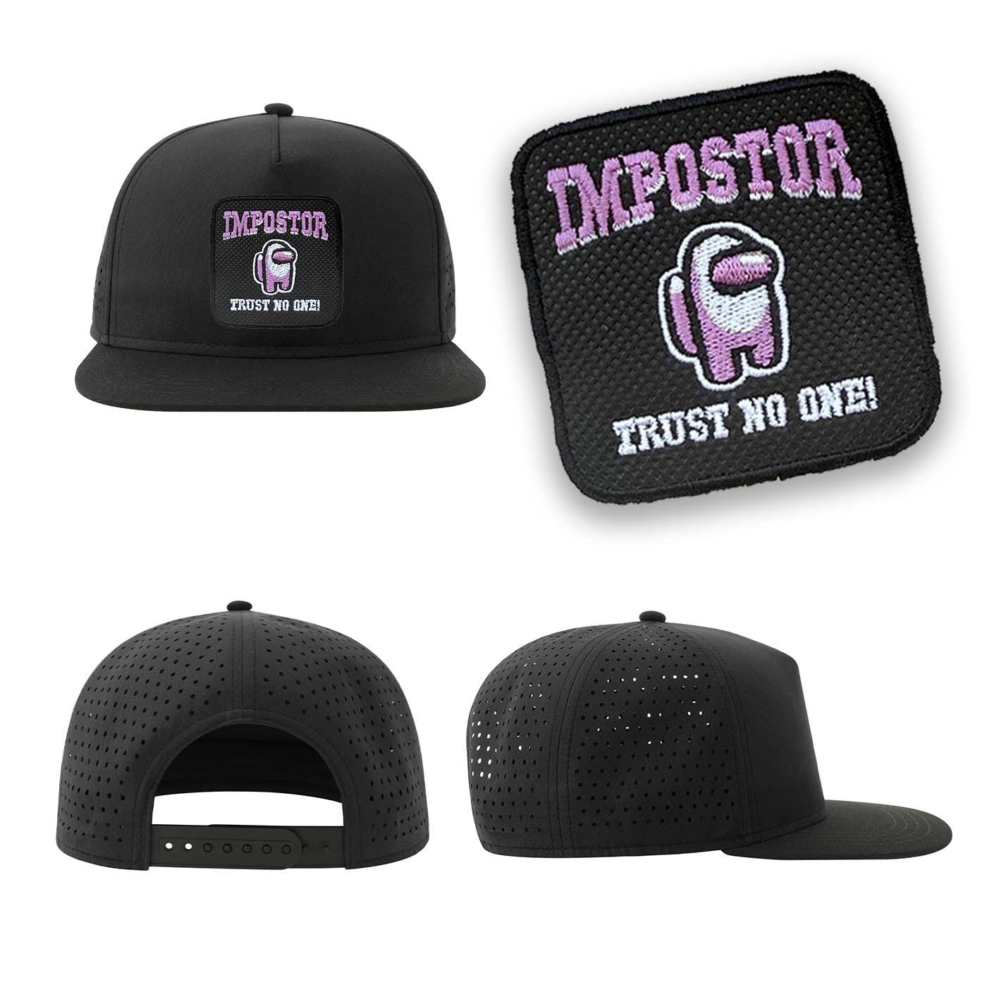 Purple Impostor Streetwear Hat with Flat Visor Embroidered Patch