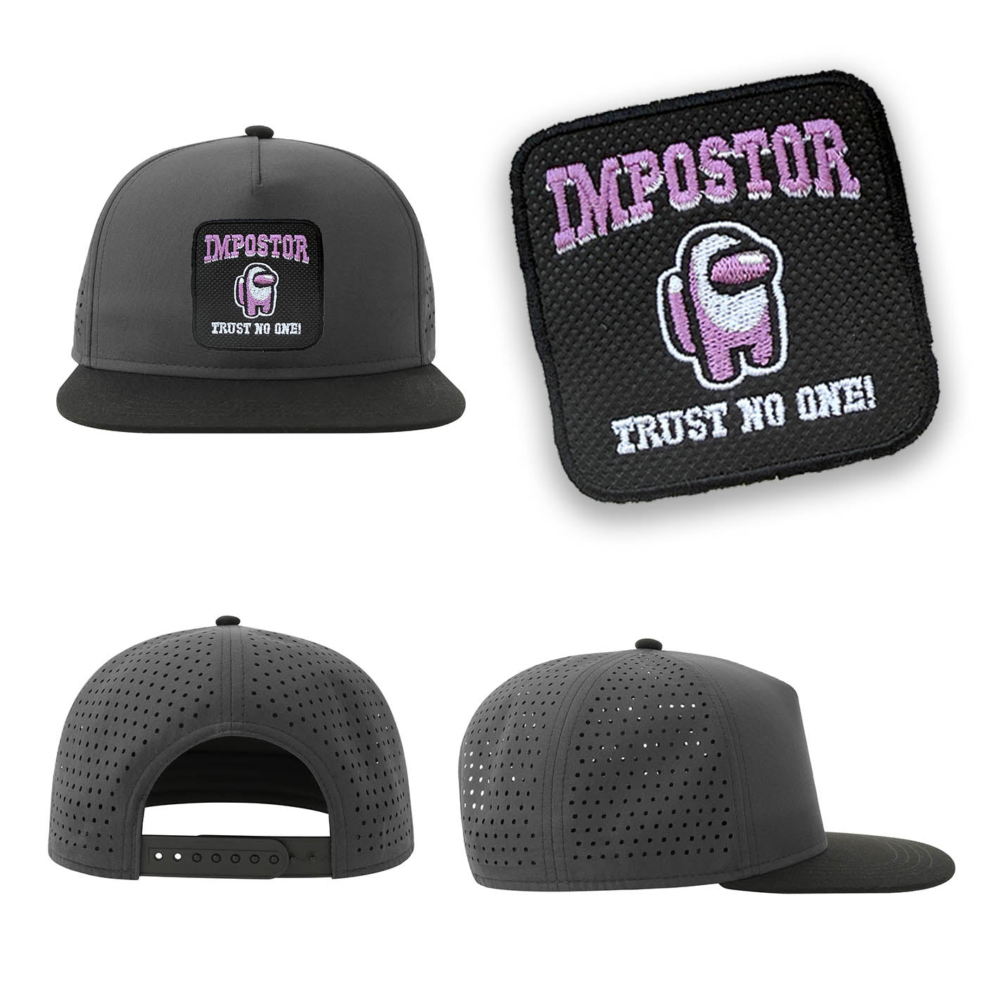 Purple Impostor Streetwear Hat with Flat Visor Embroidered Patch