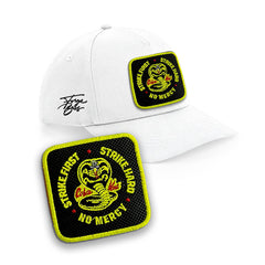 Cobra Kai Cap Strike Hard Cap Embroidered Patch Hat Black, White, Grey