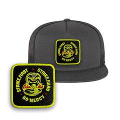 Cobra Kai Hat Embroidered Patch Movie Snapback Trucker Hat Black, White, Grey