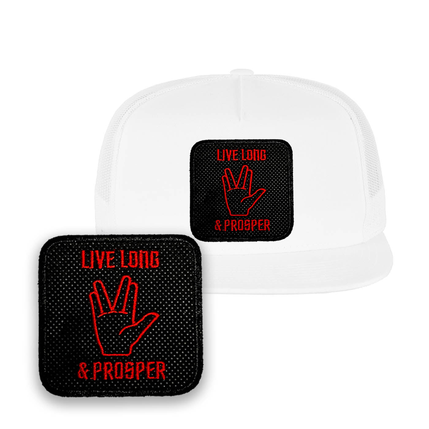 Live Long & Prosper Embroidered Baseball White Cap Spock Vulcan