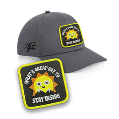 Great Day Hat Embroidered Patch Outdoor Hat Black, White, Grey