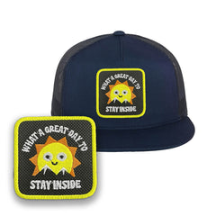 Great Day Trucker Hat Embroidered Patch Positive Snapback Trucker Cap Black, White, Grey