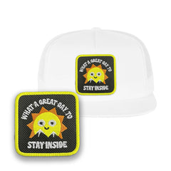 Great Day Trucker Hat Embroidered Patch Positive Snapback Trucker Cap Black, White, Grey