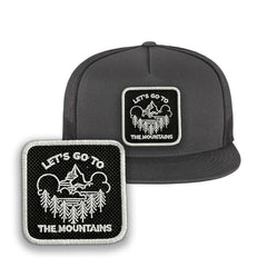 Mountains Trucker Hat Embroidered Outdoor Snapback Trucker Cap Black, White, Grey