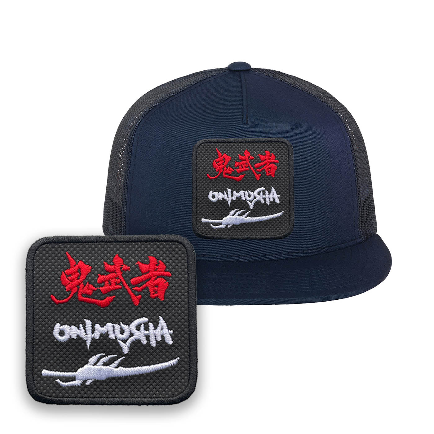 Onimusha Embroidered Hat Classic Trucker Mesh Blue Cap