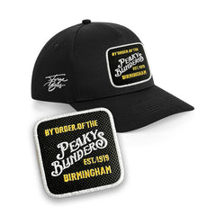 Peaky Blinders Birmingham Cap - Embroidered Patch Hat, Black/White/Grey by Forge Bros