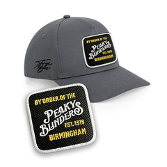 Peaky Blinders Birmingham Cap - Embroidered Patch Hat, Black/White/Grey by Forge Bros