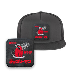Pochita Woof Woof Embroidered Hat Chainsaw Man Classic Trucker Mesh Grey Cap