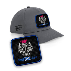 Scotland Thistle Cap - Embroidered Patch Hat, Black/White/Grey by Forge Bros