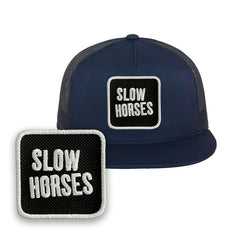 Slow Horses Cap Embroidered Patch Jackson Lamb Trucker Mesh Hat Black, Blue, White