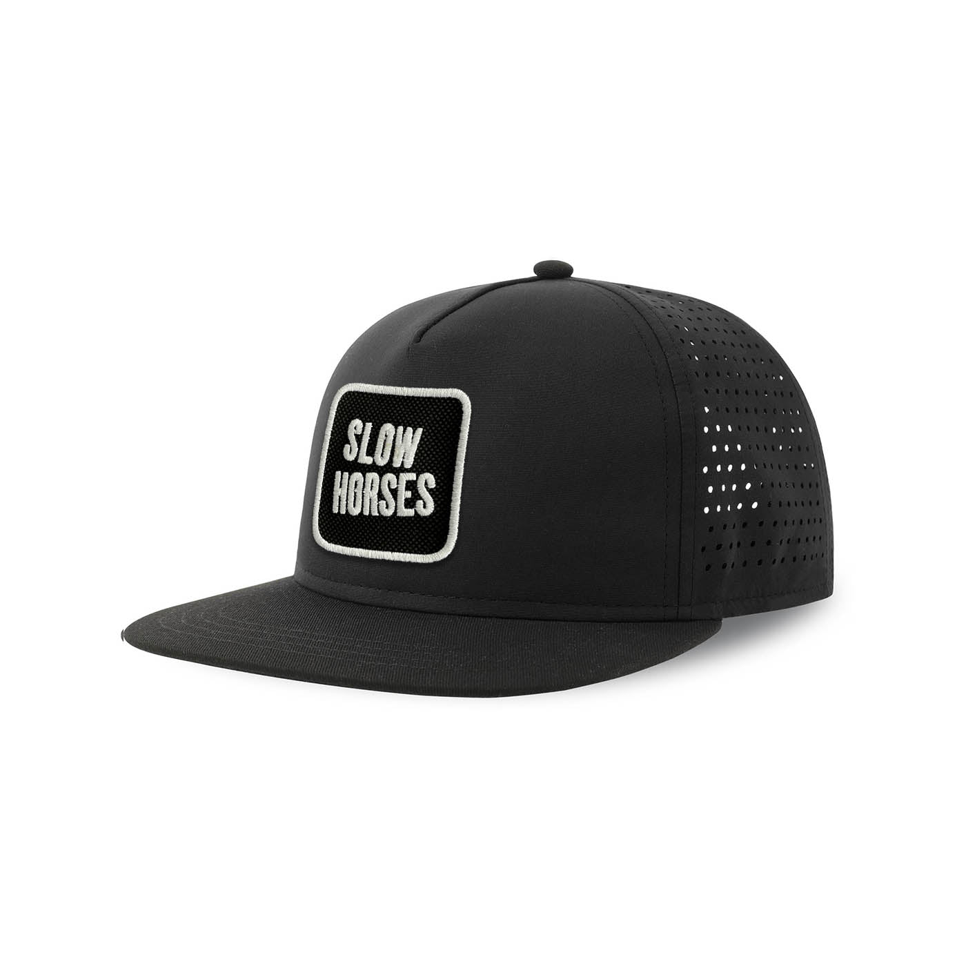 Slow Horses Streetwear Black Hat with Flat Visor Embroidered Patch