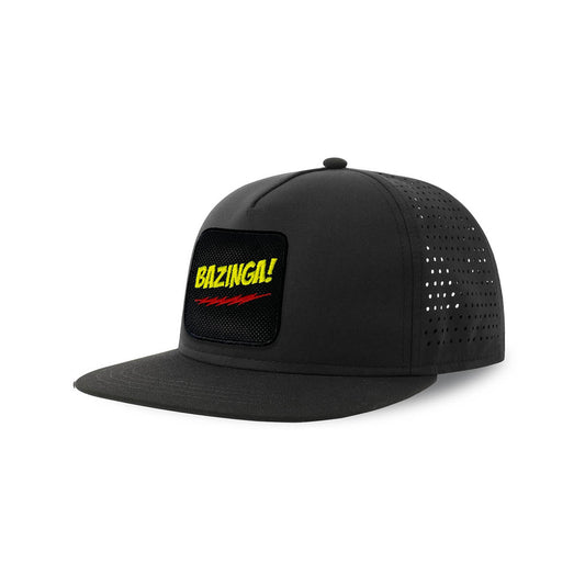 Bazinga Streetwear Black Hat with Flat Visor Embroidered Patch