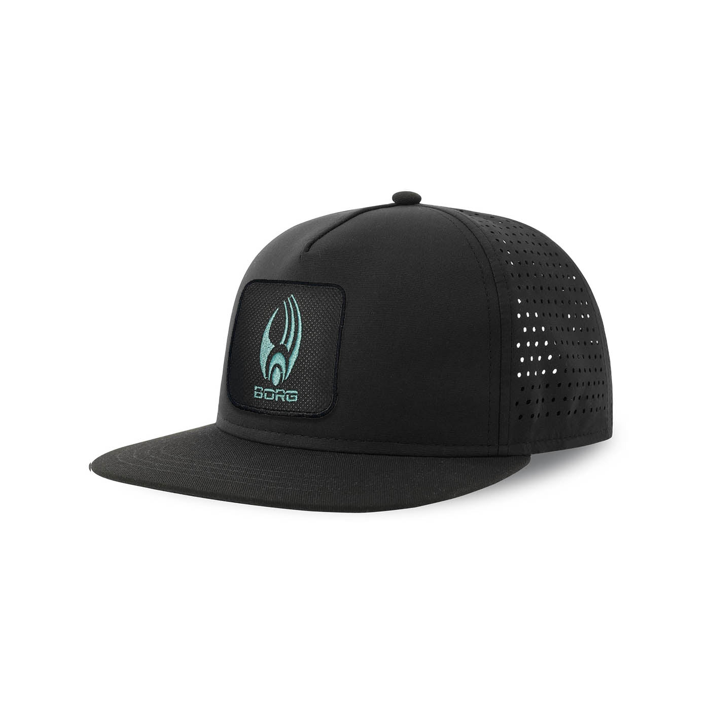Borg Streetwear Black Hat with Flat Visor Embroidered Patch