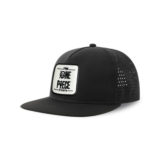 One Piece Streetwear Black Hat with Flat Visor Embroidered Patch