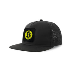 Bitcoin Emoji Streetwear Black Hat with Flat Visor Embroidered Patch